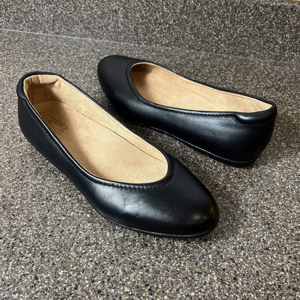 Naturalizer Womens Sz 10 W Comfort Casual Black Leather Slip On Loafer Flats New